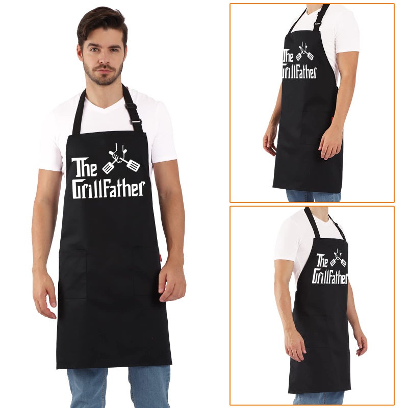 ALIPOBO Grill Aprons for Men Dad - The Grill father Apron - Funny Chef Cooking Grilling BBQ Apron with 2 Pockets - Birthday Fathers Day Christmas Gifts for Dad - Image 4